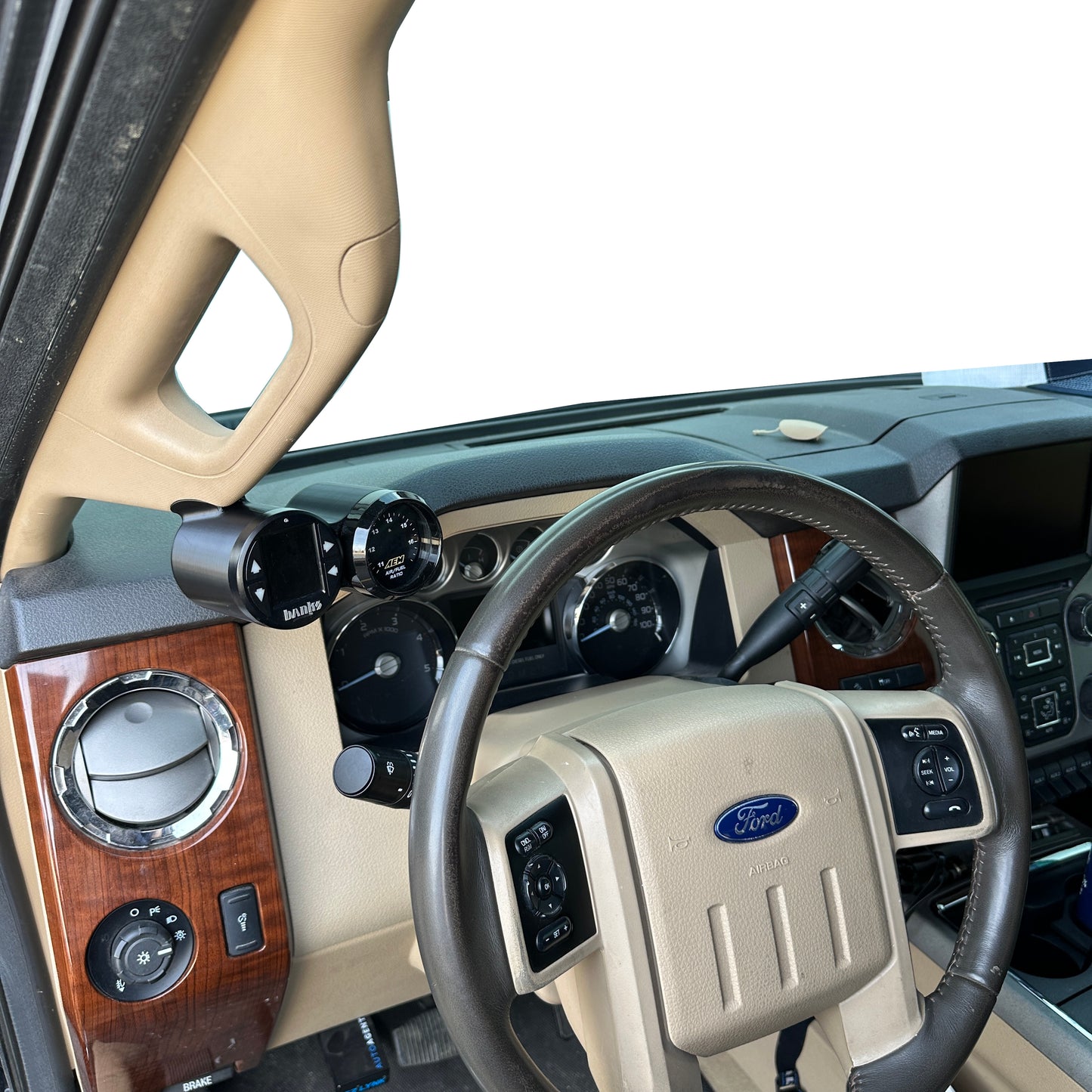 Dual gauge pod mount for 2011-2016 Ford F250 F350 Super Duty A-pillar grab handle cap