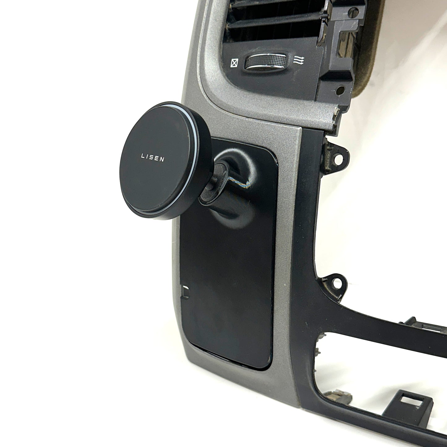 Custom accessory mount for 2013-2018 Ram lower left hand bezel cover cubby trim Auxbeam