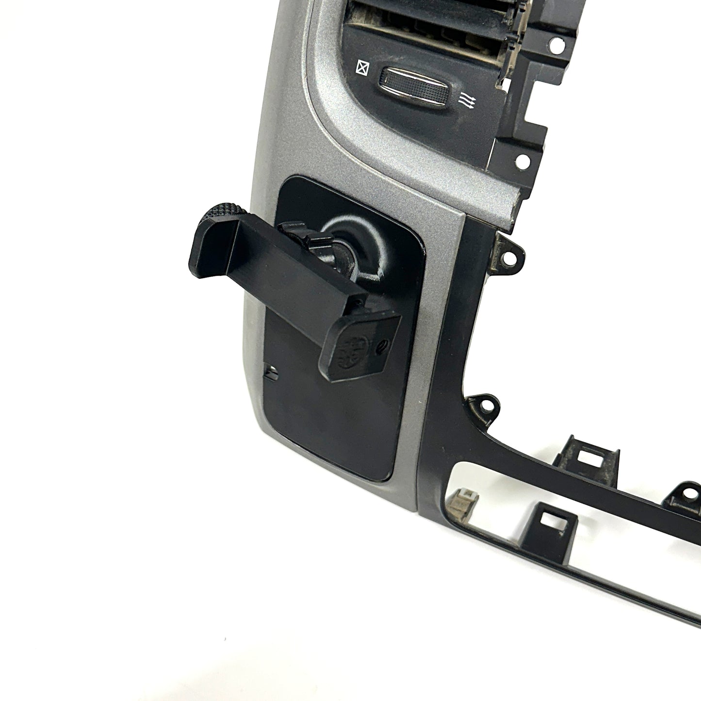 Custom accessory mount for 2013-2018 Ram lower left hand bezel cover cubby trim Auxbeam