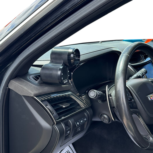 Dual gauge pod mount for 2016-2019 Cadillac CTS CTS-V functional defrost vent