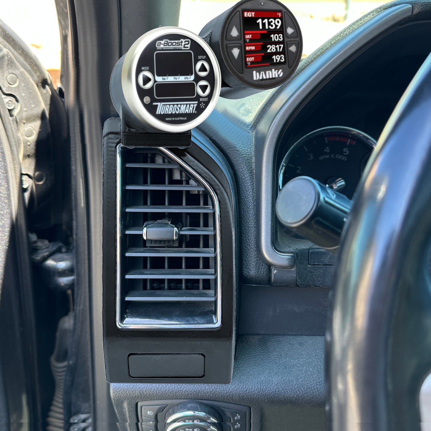 Dual 60mm & 52mm gauge pod mount for 2015-2020 Ford F150 vent bezel Fits Raptor