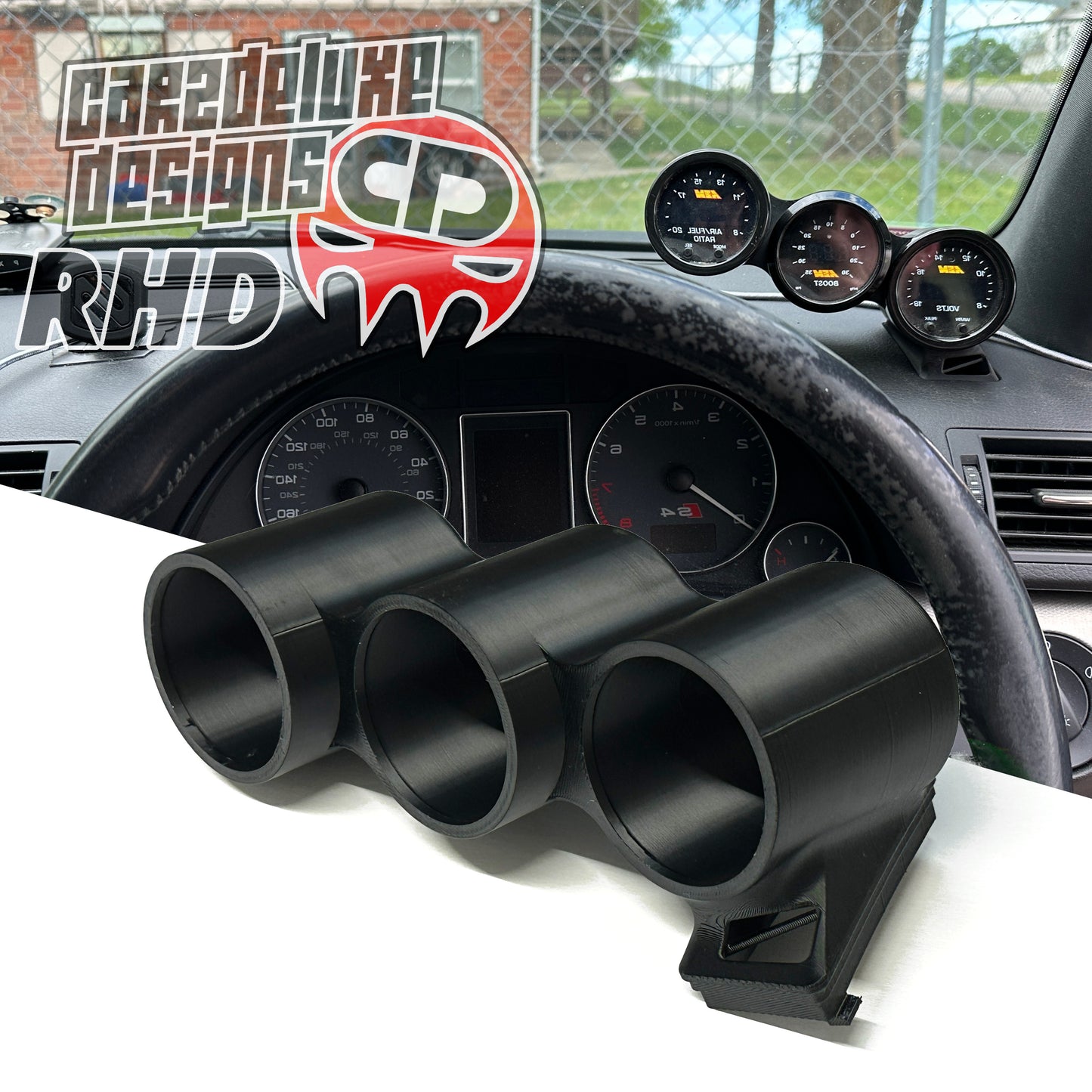 TRIPLE GAUGE POD FITS AUDI S4 FITS A4 2002-2008 52mm