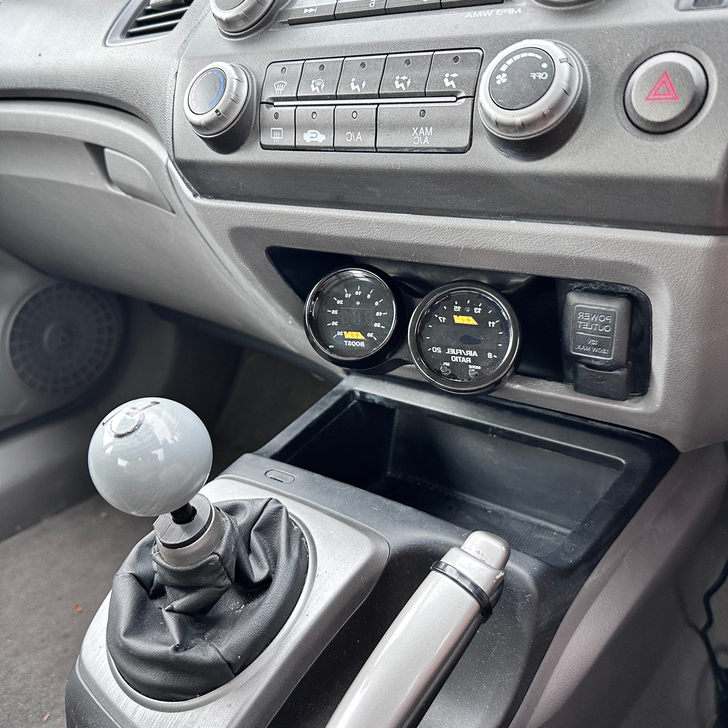 Dual gauge pod mount for 2006-2011 Civic 8th gen lower storage trim