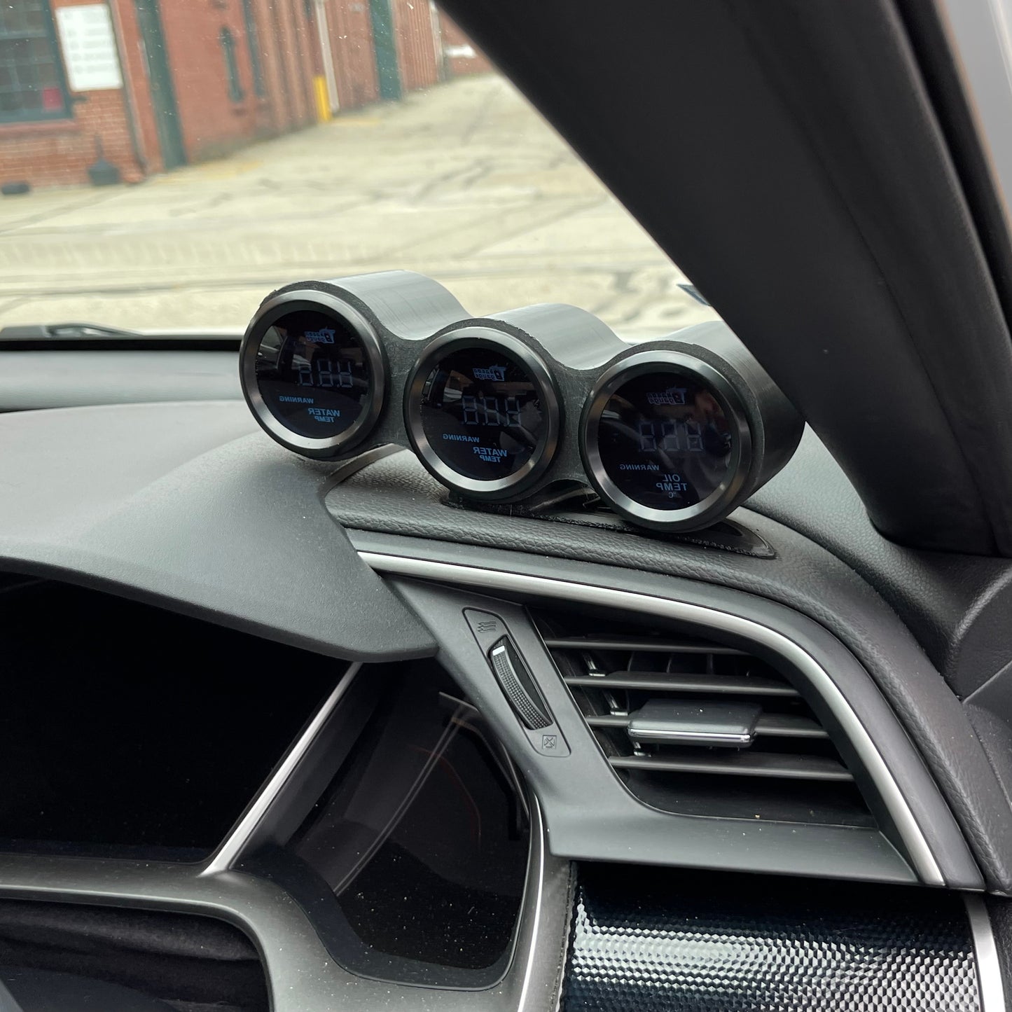 Triple gauge pod mount for 2016-2020 Civic 10th gen functional defrost vent