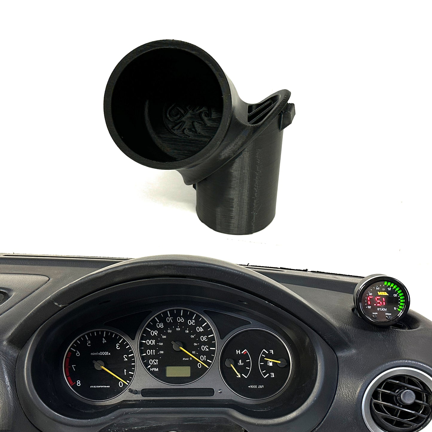 Single gauge pod mount for 2002-2007 Impreza WRX functional defrost vent
