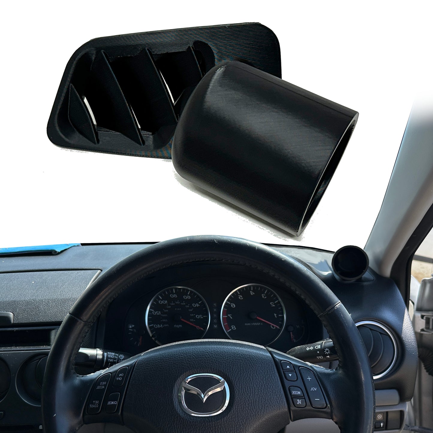 Single gauge pod mount for 2003-2008 Mazda 6 functional defrost vent