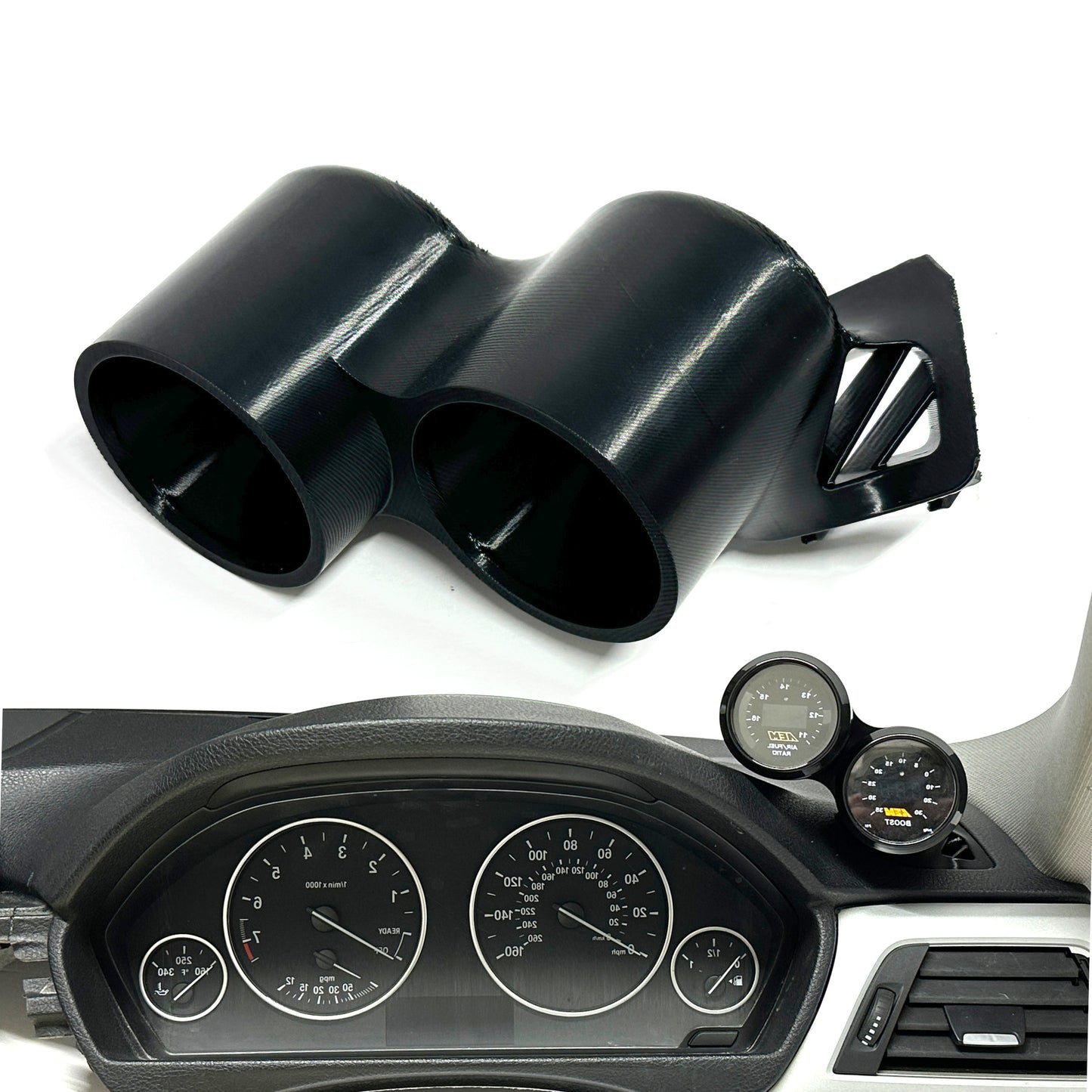 Dual gauge pod mount for 2012-2019 BMW 3 Series F30 F80 Functional vent