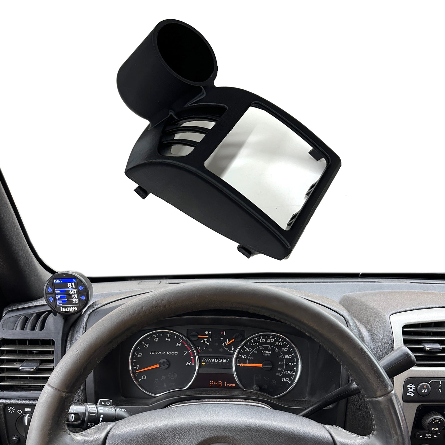 Single gauge pod mount for 2004-2012 Colorado, Canyon driver vent bezel