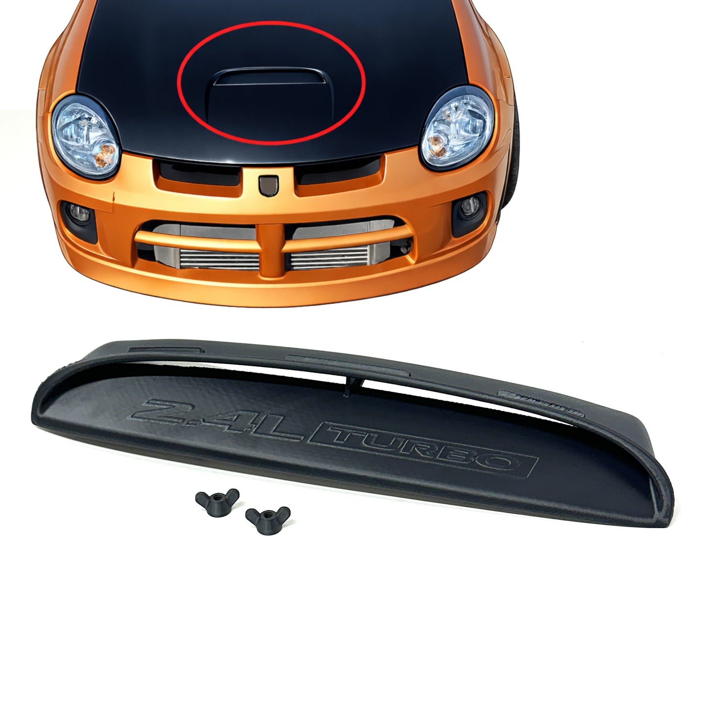 Hood Scoop replacement for 2003-2005 SRT4 Dodge Neon (3D Printed ASA)