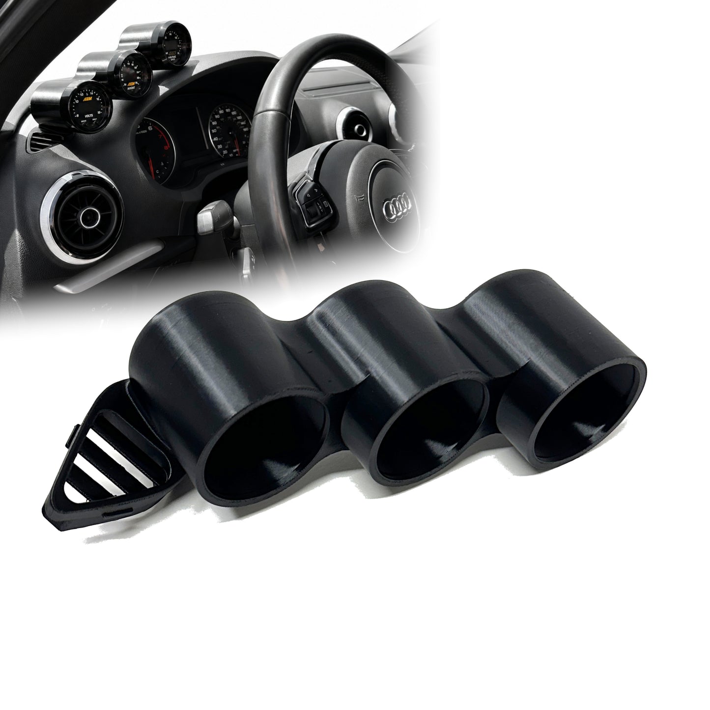 Triple gauge pod for Audi A3, S3 2013-2020 functional defrost vent 52mm