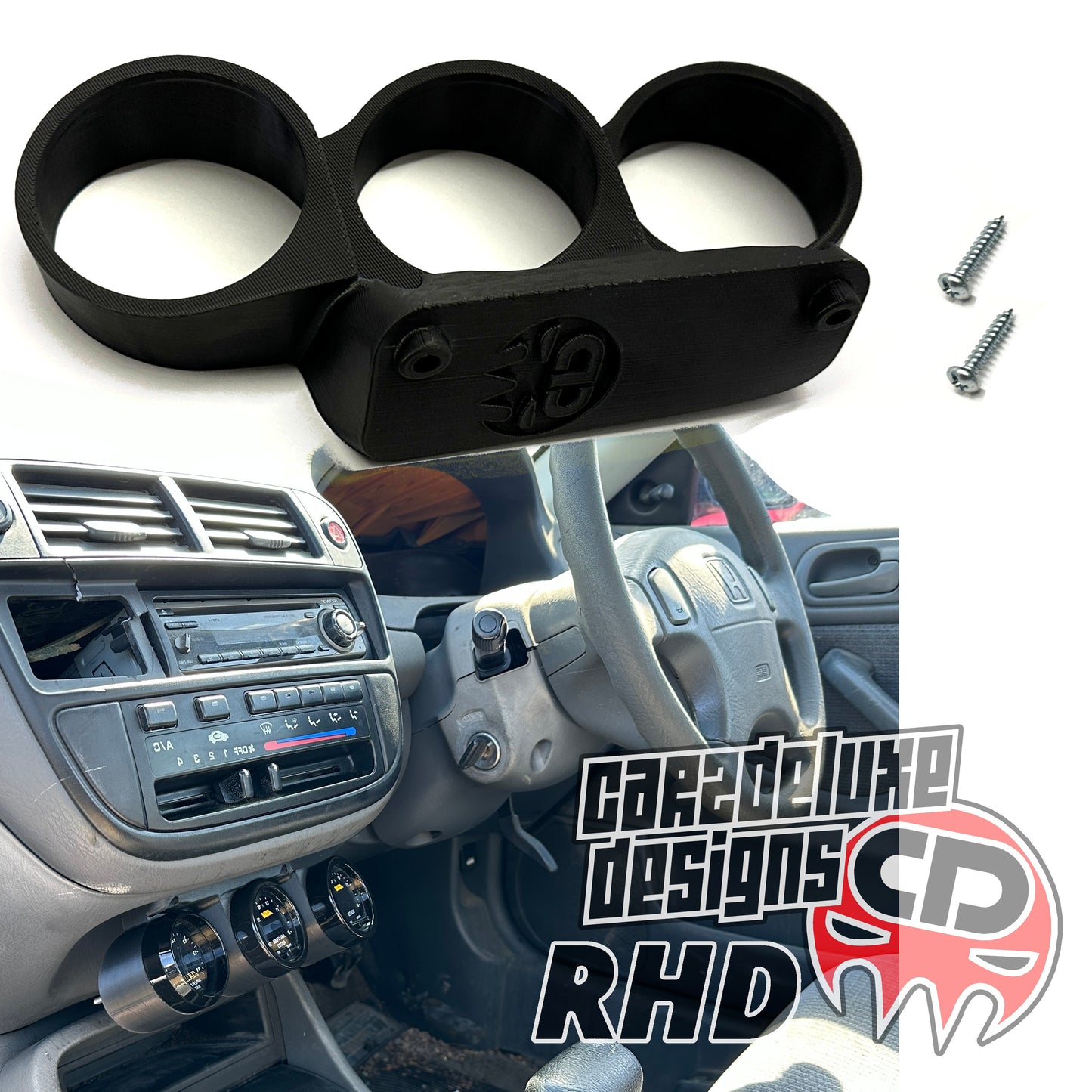 1996-2000 CIVIC TRIPLE LOWER GAUGE POD 52MM EK