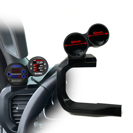 Dual 60mm & 52mm gauge pod mount for 2021-2026 Ford F150 Vent bezel cover